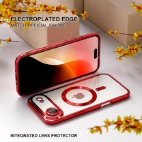 TECH CIRCLE for iPhone 17 Magnetic Case Compatible with MagSafe [Never Yellowing] [Military Grade Drop Protection] Full Camera Lens Protector Plating Soft Clear Cover for Women,Red