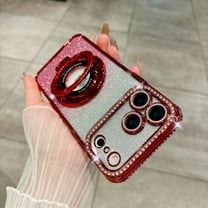 TECH CIRCLE for iPhone 17 Magnetic Case, [Compatible with Magsafe][Built-in Camera Lens Protector] Glitter Bling Card & Soft TPU Diamonds Bumper Protection Cover for Women Girls,Red