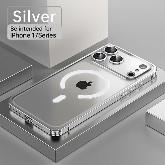 TECH CIRCLE for iPhone 17 Magnetic Plating Soft Clear Case with Full Camera Lens Protector(Compatible with MagSafe)(Military Grade Drop Protection) Never Yellowing Shockproof,Silver