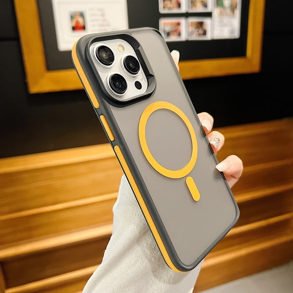 TECH CIRCLE for iPhone 17 PC+TPU Bicolour Magnetic Case [Compatible with MagSafe Wireless Charging] Shockproof Translucent Hard Slim Non-Slip Heavy Duty Matte Anti-Fingerprint Cover,Orange