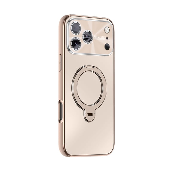 TECH CIRCLE For iPhone 17 PC+TPU Frosted Case with Kickstand, Shock-Absorbent Protective Case, Matte Anti-Glare, Anti-Scratch, Anti-Fingerprint, Dust Proof, Lens Protector,Gold