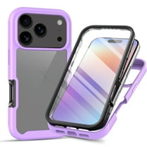 TECH CIRCLE for iPhone 17 PC TPU Hybrid Case with Built-in Screen Protector Clear Slim Back Cover Shockproof Rugged Heavy Duty Bumper Full Body Protective,Purple