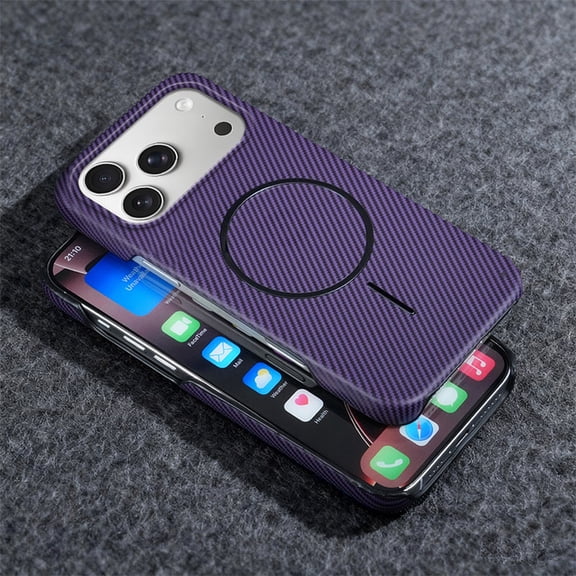 TECH CIRCLE For iPhone 17 Pro Hard PC Carbon Fiber Case Slim Anti-Scratch, Magnetic, Shockproof, Compatible with MagSafe Wireless Charging, Lightweight,Heat Dissipation,Purple