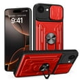 thumbnail image 1 of TECH CIRCLE for iPhone 17 Pro Kickstand PC+TPU Case with Sliding Camera Lens Cover and Card Holder, Magnetic Rotated Ring Stand Support Magnetic Car Mount Heavy Duty Rugged Shockproof,Red, 1 of 7
