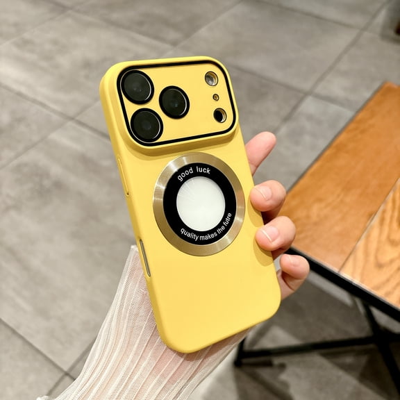 TECH CIRCLE for iPhone 17 Pro Magnetic Hard PC Case with Camera Lens Film,Compatible with MagSafe Military Drop Protector Luxury Matte Logo View Shockproof Solid Color Full Body Cover,Yellow