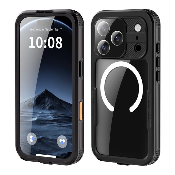 TECH CIRCLE for iPhone 17 Pro Magnetic Hybrid Case, IP68 Waterproof Dustproof Case, [Compatible with Magsafe] [Built-in Screen Protector] Full Body Heavy Duty Rugged Phone Cover,Black