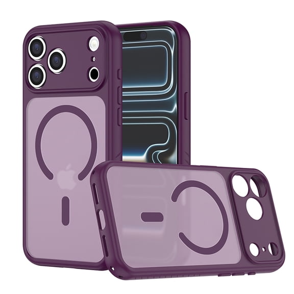 TECH CIRCLE for iPhone 17 Pro Magnetic Matte Translucent Case Compatible with MagSafe Shock-Absorbent Full Camaera ProtectionMilitary Grade PC+TPU Anti-Fingerprint Back Cover,Dark Purple