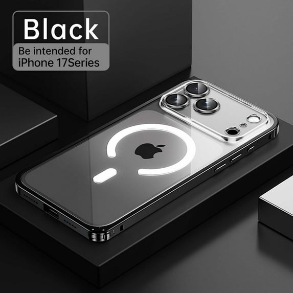 TECH CIRCLE for iPhone 17 Pro Magnetic Plating Soft Clear Case with Full Camera Lens Protector(Compatible with MagSafe)(Military Grade Drop Protection) Never Yellowing Shockproof,Black