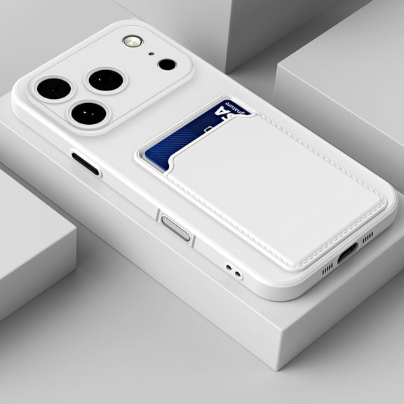 TECH CIRCLE for iPhone 17 Pro Max Frosted TPU Wallet Case with Card Holder Soft Liquid Silicone Cover [Microfiber Lining] Full Camera Protection Lightweight Shockproof Slim for Women Men,White