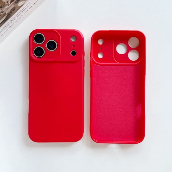 TECH CIRCLE for iPhone 17 Pro Max Liquid Silicone Case, Minimalist Slim Soft Rubber Gel Solid Color Matte TPU Cute Case,Anti-Scratch Shockproof Girly Plain Aesthetic Design & Camera Cover,Red