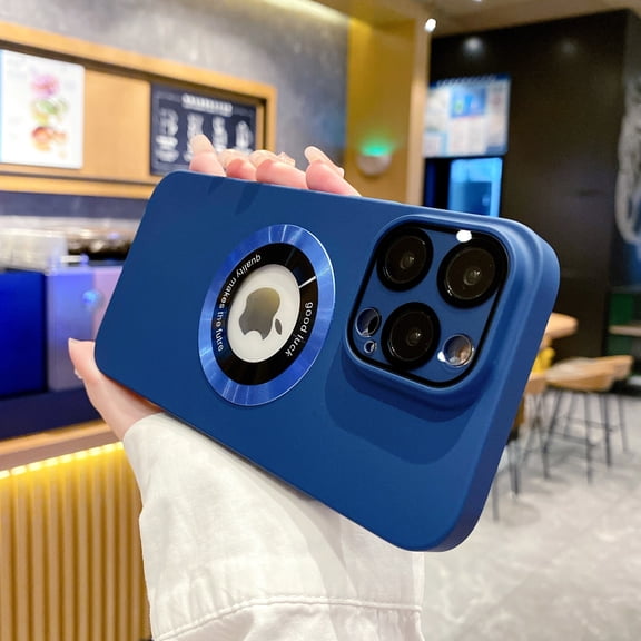 TECH CIRCLE for iPhone 17 Pro Max Magnetic Hard PC Case with Camera Lens Film,Compatible with MagSafe Military Drop Protector Luxury Matte Logo View Shockproof Solid Color Full Body Cover,Navyblue