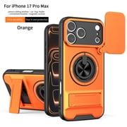 TECH CIRCLE For iPhone 17 Pro Max Magnetic Phone Case with Rotatable Grip Ring Stand, Rotating Camera Cover, Kickstand, MagSafe-Compatible, Shockproof Protective Rugged Cover, Orange