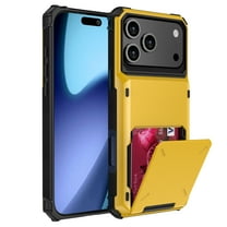 TECH CIRCLE for iPhone 17 Pro Max PC TPU Case Wallet 1-4 Credit Card Holder Flip Cover Design ID Slot Back Pocket Dual Layer Scratch Resistant Hard Shell Hybrid Protective Bumper,Yellow