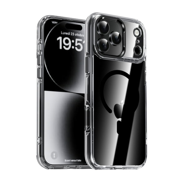 TECH CIRCLE for iPhone 17 Pro Max PC+TPU Hybrid Clear Case Magnetic Drop Protection Anti Yellowing Cover Transparent Rugged Shockproof Compatible with MagSafe Anti-Scratch Anti-Fingerprint,Black