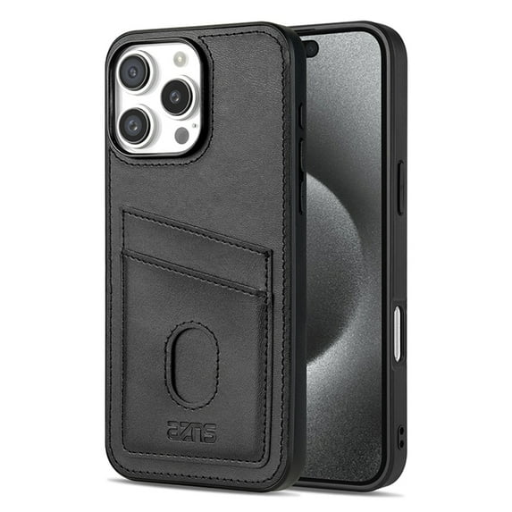 TECH CIRCLE for iPhone 17 Pro Max Retro Soft Leather Wallet Case with Credit Card Holder Thin Soft Edge Anti -Fall Protective Shockproof Drop Protection Hard Cover for Women Man,Black