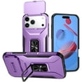 thumbnail image 1 of TECH CIRCLE for iPhone 17 Pro Max TPU+PC Hybrid Armor Case [Slide Camera Cover][Built-in Ring Holder Kickstand] Military Grade Full Body Shockproof Rugged Dual-Layer Protective,Purple, 1 of 8