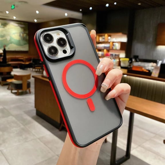 TECH CIRCLE for iPhone 17 Pro PC+TPU Bicolour Magnetic Case [Compatible with MagSafe Wireless Charging] Shockproof Translucent Hard Slim Non-Slip Heavy Duty Matte Anti-Fingerprint Cover,Red