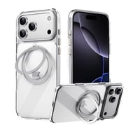 TECH CIRCLE for iPhone 17 Pro PC+TPU Case with 360  Rotating Magnetic Metal Stand, Compatible with MagSafe, Anti-Fingerprint Gear Shockproof Slim Translucent Matte Protective Cover,Clear