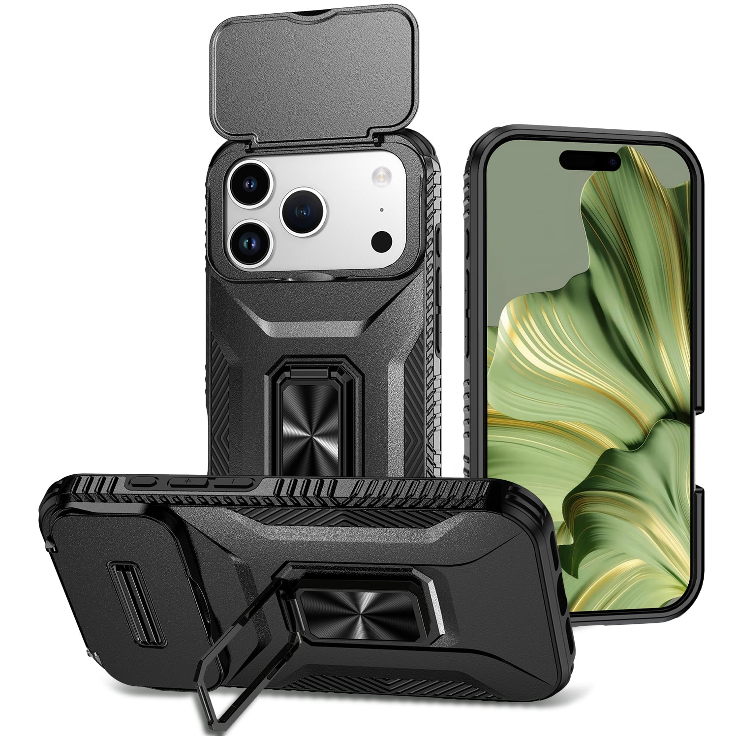 Shockproof Technology TECH CIRCLE for iPhone 17 Pro TPU+PC Hybrid Armor Case [Slide Camera ...