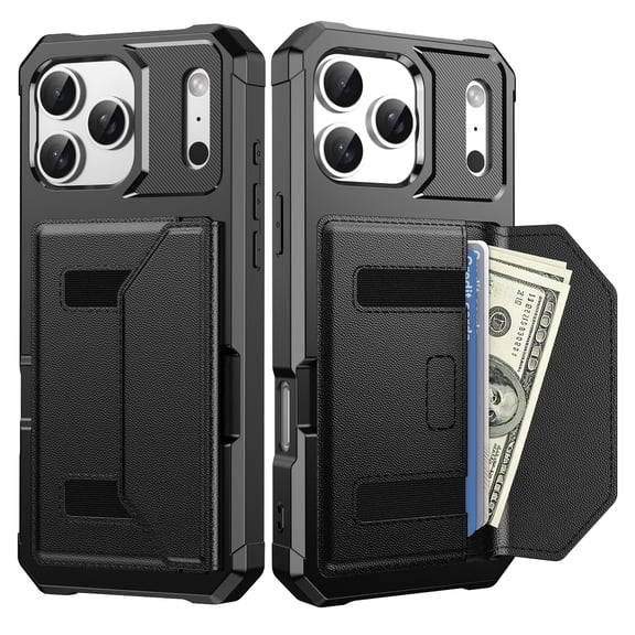 TECH CIRCLE for iPhone 18 Pro Max Wallet Case, Shockproof Leather+TPU Case Magnetic Wallet Card Holder Cash Pocket Back Cover for iPhone 18 Pro Max,Black