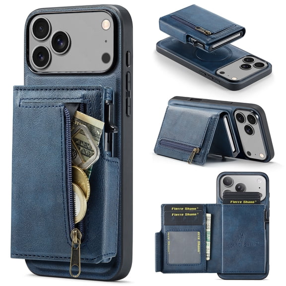 TECH CIRCLE For iPhone 7/8/SE (2nd/3rd Gen) Magnetic MagSafe-Compatible PU Leather Back Cover Case with Removable Magnetic Phone Wallet, Multiple Card Slots, Protective, Lightweight, Blue