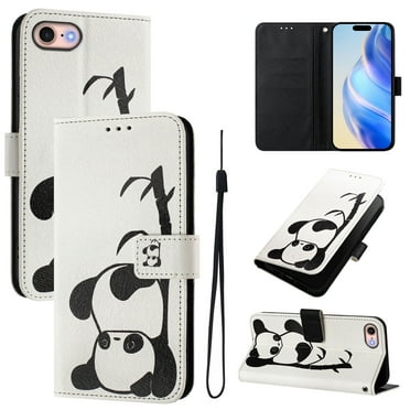 TECH CIRCLE for iPhone iPhone 8/7 Plus Case (5.5-Inch), Cute Cartoon Flip Wallet Phone Case with Lanyard, Built-in Card Slots & Stand Function, Portable Lightweight Slim PU Leather Cover, Panda