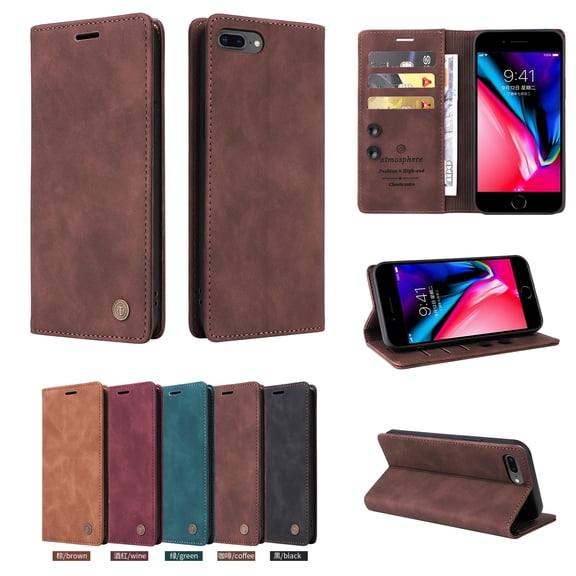 TECH CIRCLE For iPhone 8 Plus/7+ Wallet case,PU Leather Flip Folio Case with Card Holders RFID Blocking Kickstand Shockproof TPU Inner Shell Phone Cover forApple iPhone 8 Plus/7 Plus 5.5",Coffee