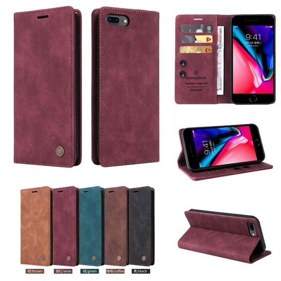 TECH CIRCLE For iPhone 8 Plus/7+ Wallet case,PU Leather Flip Folio Case with Card Holders RFID Blocking Kickstand Shockproof TPU Inner Shell Phone Cover forApple iPhone 8 Plus/7 Plus 5.5",Red