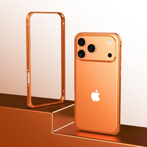TECH CIRCLE for iPhone Air Aluminum Frame Metal Bumper Frame Slim Hard Magnetic Case,Non-Slip Metal Frame with Soft Inner Bumper, Shockproof Heat Dissipation Raised Edge Protection,Orange