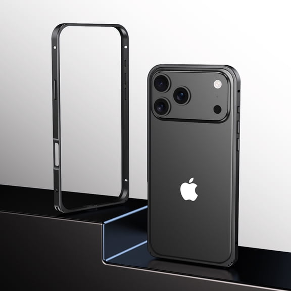 TECH CIRCLE for iPhone Air Aluminum Frame Metal Bumper Frame Slim Hard Magnetic Case,Non-Slip Metal Frame with Soft Inner Bumper, Shockproof Heat Dissipation Raised Edge Protection,Black