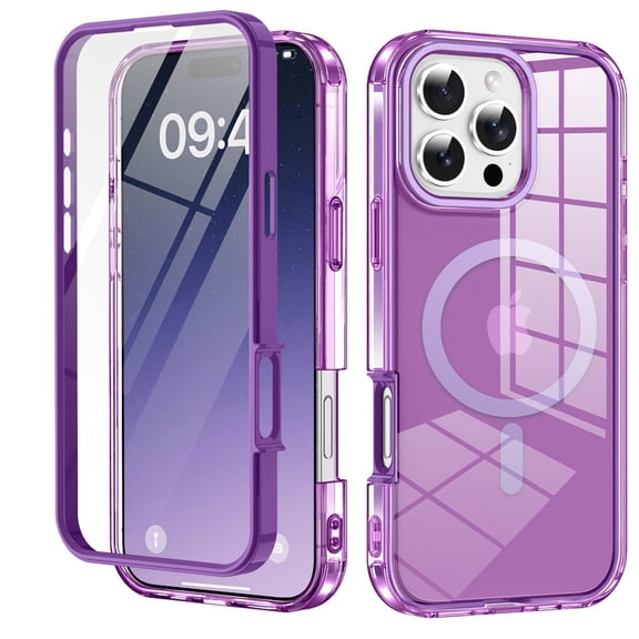 TECH CIRCLE for iPhone Air Hard PC Magnetic Case, [Built in Screen Protetor] [Compatible with Magsafe] Heavy Duty Full Body Transparent Slim Lightweight Dual-Layer Shockproof Cover,Darkpurple