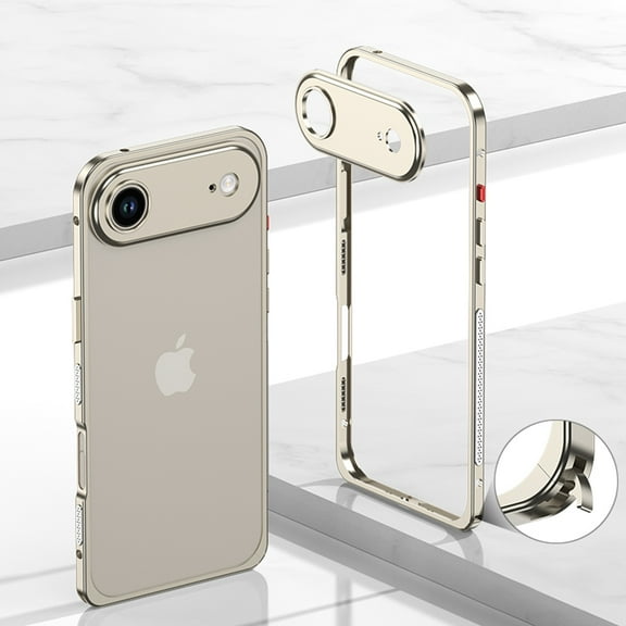 TECH CIRCLE for iPhone Air Metal Bumper Protection Case, Aviation Aluminum Alloy Frame Shockproof, No Back Cover Design Heat Dissipation with Camera Lens Protector,Titanium