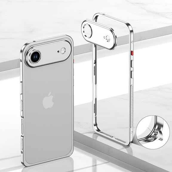 TECH CIRCLE for iPhone Air Metal Bumper Protection Case, Aviation Aluminum Alloy Frame Shockproof, No Back Cover Design Heat Dissipation with Camera Lens Protector,Silver