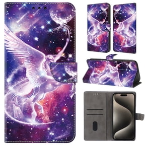 TECH CIRCLE For iPhone XR Case,Premium PU Leather Funny Pattern Flip Wallet Case Cover with Card Slots Kickstand Women Girls Case for Apple iPhone XR 6.1" 2018,Pegasus