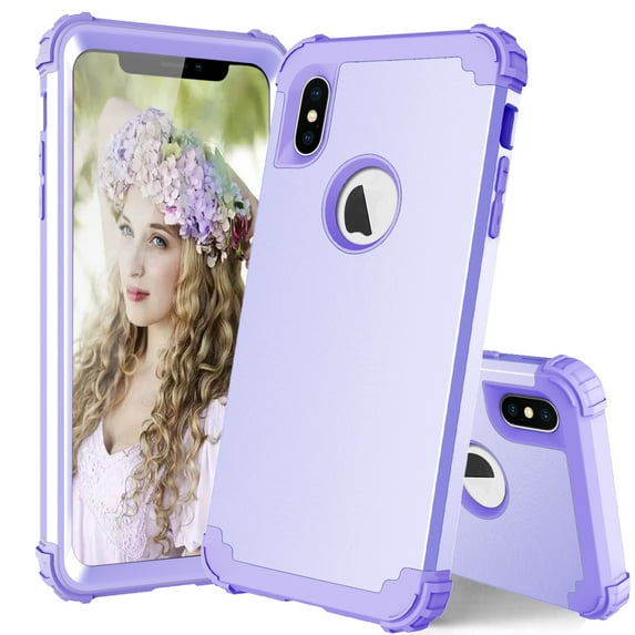 TECH CIRCLE For iPhone XS Max Case, Dual Layer Slim Heavy Duty Hybrid Rugged Shockproof Anti-Scratch Protective Back Phone Cover for Apple iPhone XS Max 6.5" 2018,Lightpurple