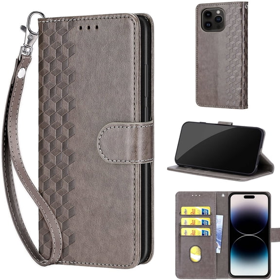 TECH CIRCLE For iPhone XS Max Wallet Case,Folio Flip Kickstand Shockproof Protective PU Leather Cover with Card Slot Cash Pocket Carrying Wrist Strap for Apple iPhone XS Max 6.5" 2018,Grey