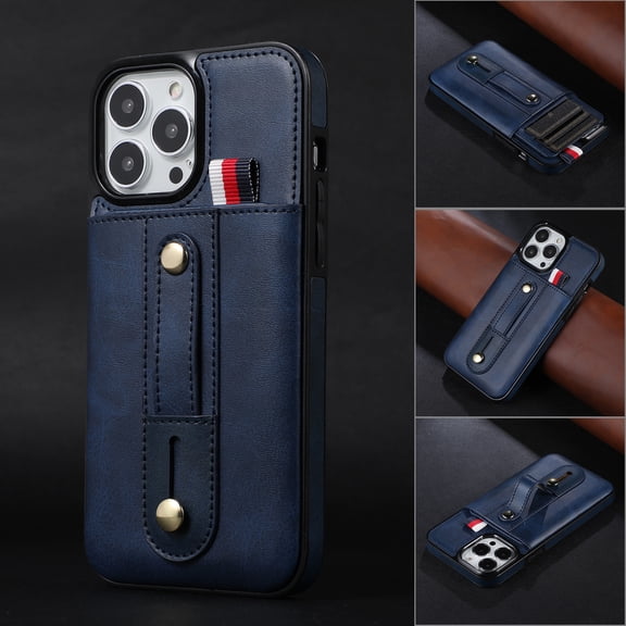 TECH CIRCLE iPhone11 pro, PU Leather Wrist Strap Card Holder Shockproof Handy Belt Case for iPhone 11 Pro 5.8 inch,Blue