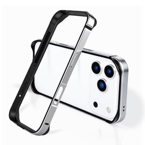 TECH CIRCLE for iPhone17 Pro New Aluminum Frame Metal Bumper Frame Slim Hard Case Cover, Metal Frame with Soft Inner Bumper, Raised Edge Shockproof Lightweight Protection for Women Man,Silver