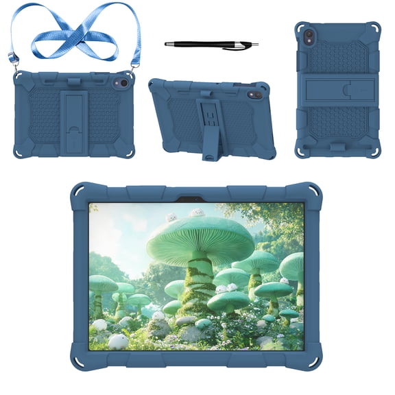 TECH CIRCLE for onn 11" Core Tablet 2026 Model Case with Shoulder Strap and Stylus Pen, Built-in Kickstand, Pen Loop Holder, Vibrant Color Shockproof Protective Lightweight Cute TPU Case, Darkblue