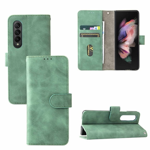TECH CIRCLEv For Samsung Galaxy Z Fold 4 Case,PU Leather Wallet Flip Card Slots Cover Money Pocket Magnetic Closure Stand Kickstand Folio Phone Protective Case For Samsung Galaxy Z Fold 4,Green