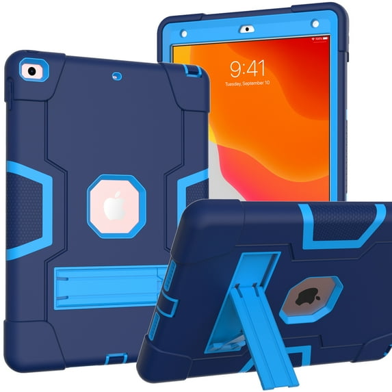 TECH CIRCLR iPad 9th/ 8th/ 7th Generation Case 10.2", Kickstand Shockproof Proof Case Heavy Duty High Impact Resistant Hybrid Three Layer Rugged Defender Full Body Protection Kids Case, Blue