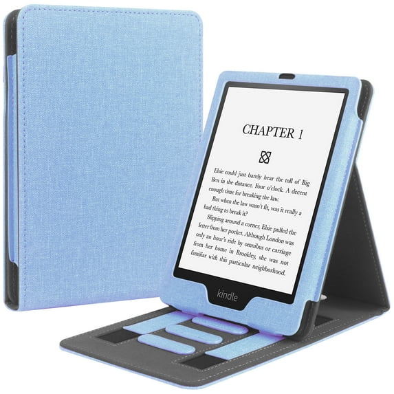 TECH CIRClE for Kindle Paperwhite Case 6" (10th/7th/6th/5th Generation, 2018/2015/2013/2012) - Fabric Fold Case with Stand for Hands-Free Reading, Protective Lightweight Magnetic Solid Cover,Skyblue