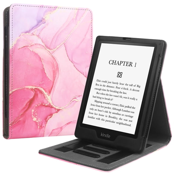 TECH CIRClE [Kindle Paperwhite] Case 6" (10th/7th/6th/5th Generation, 2018/2015/2013/2012), PU Leather Fold Case with Stand for Hands-Free Reading, Protective Lightweight Magnetic Cover, Pink Marble
