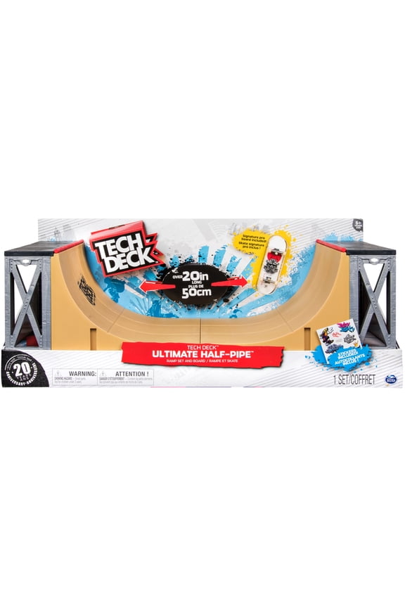 Ultimate Half-Pipe Ramp Playset and Exclusive Primitive Pro Fingerboard for Kids 6 and Up, 20in