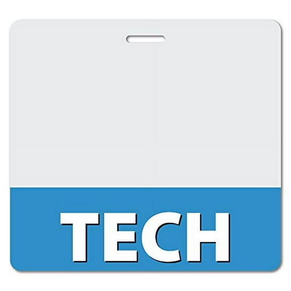 TECH Heavy Duty Horizontal Blue (100 pack) - Spill & Tear Proof Cards - 2 Sided USA Printed Quick Role Identifier ID Tag Backer by BadgeZoo