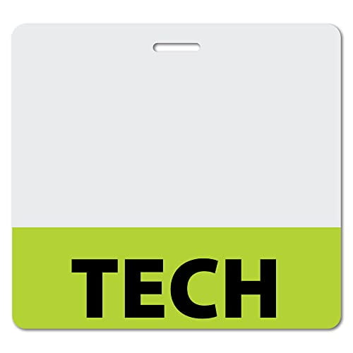 TECH Heavy Duty Horizontal Light Green (100 pack) - Spill & Tear Proof Cards - 2 Sided USA Printed Quick Role Identifier ID Tag Backer by BadgeZoo