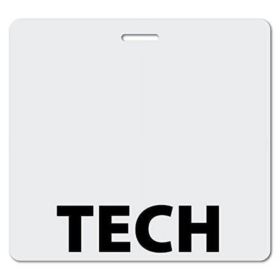 TECH Heavy Duty Horizontal White (100 pack) - Spill & Tear Proof Cards - 2 Sided USA Printed Quick Role Identifier ID Tag Backer by BadgeZoo