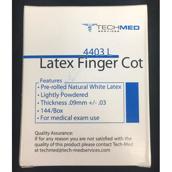TECH-MED SERVICES Latex Finger Cots Large Size, 144 Pieces per Box, Pack of 2 Boxes
