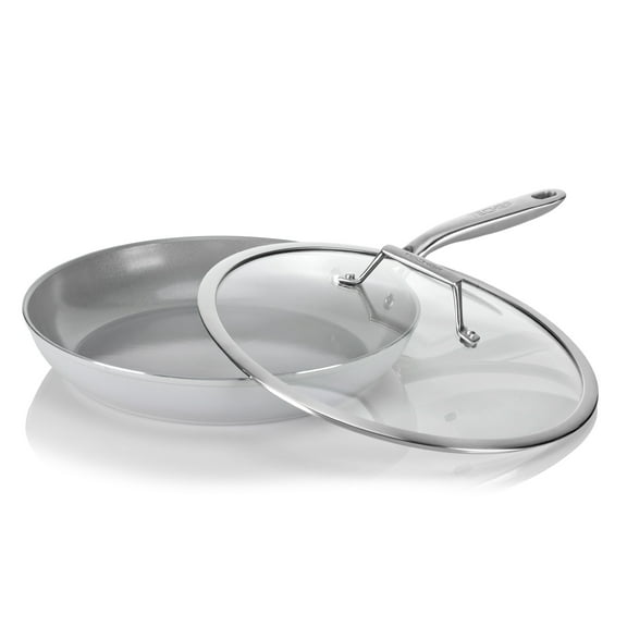 TECHEF CeraTerra 12-inch Ceramic Nonstick Frying Pan with Lid, Made in Korea