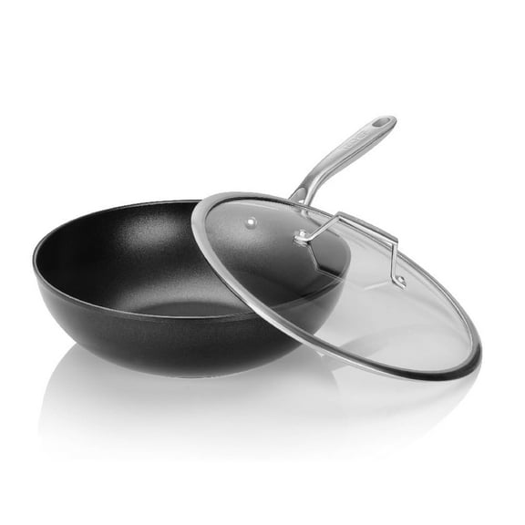 TECHEF Onyx Collection 12" Nonstick Wok / Stir Fry Pan with Lid, Made in Korea